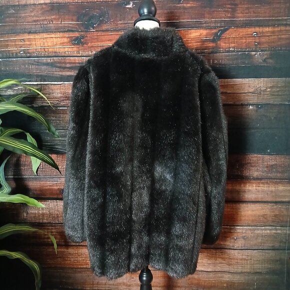 Monterey Fashions Vintage 80s Faux Fur Coat 20W Plush Mob Wife Brown USA Made - Picture 6 of 13